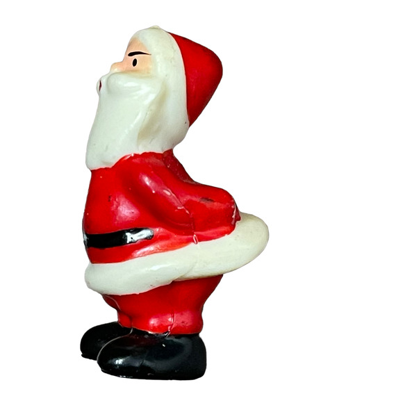 Vintage Santa Plastic Mold Figurine 2" Whistling Hands Behind Back Christmas - Picture 4 of 6